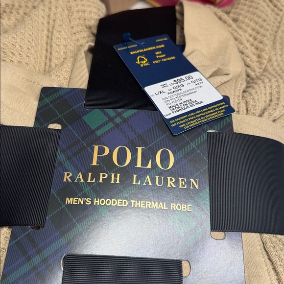 Polo Ralph Lauren Men’s Thermal Hooded Robe Tan Size L/XL NWT - Picture 4 of 6